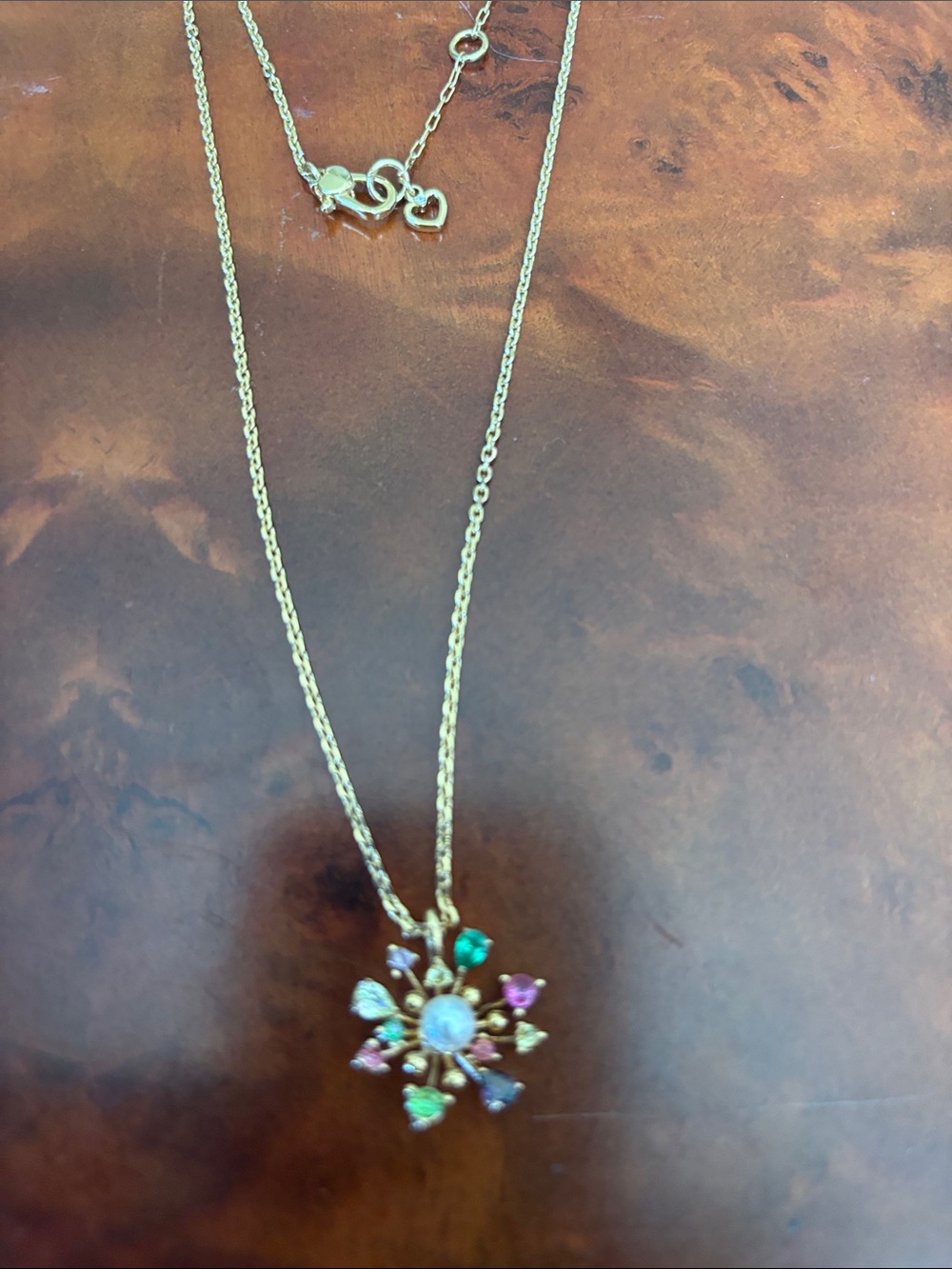 kate spade Gold Multicolor Flower Drop Pendant Necklace